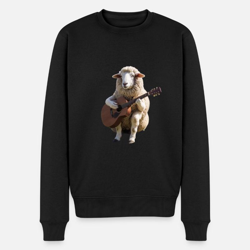 Schaf Schaf Gitarre - Männer Premium Bio Pullover - Schwarz