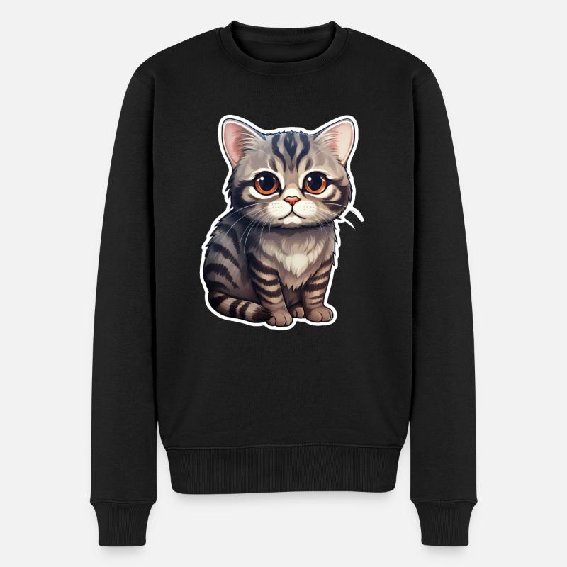 Chat British Shorthair - Pull Premium bio Homme - noir
