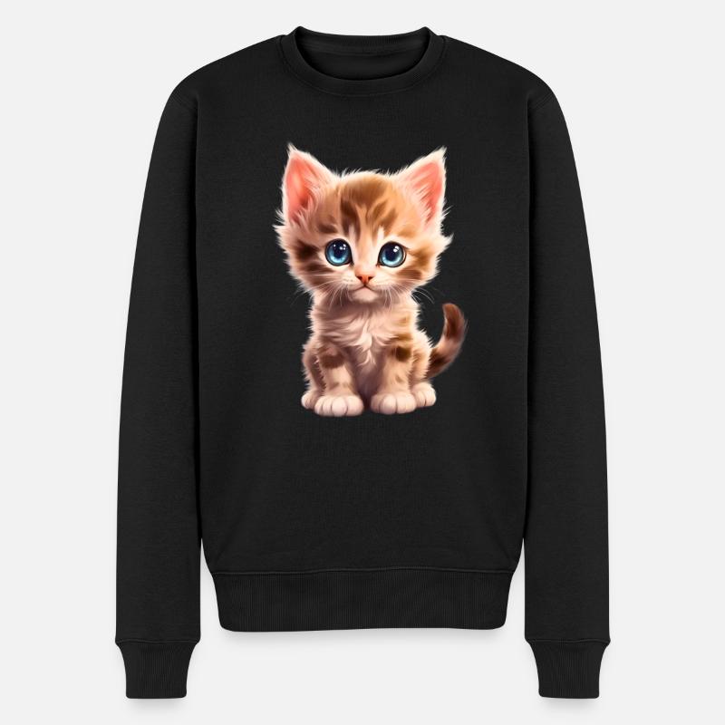 Niedliches Kätzchen - Männer Premium Bio Pullover - Schwarz