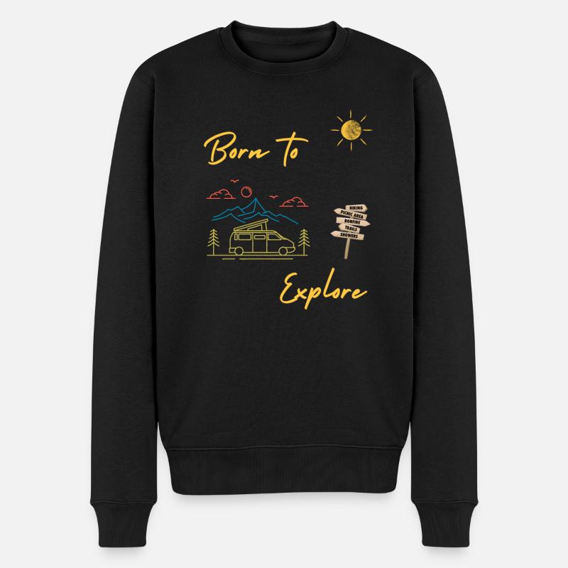 born to explore - Pull Premium bio Homme - noir