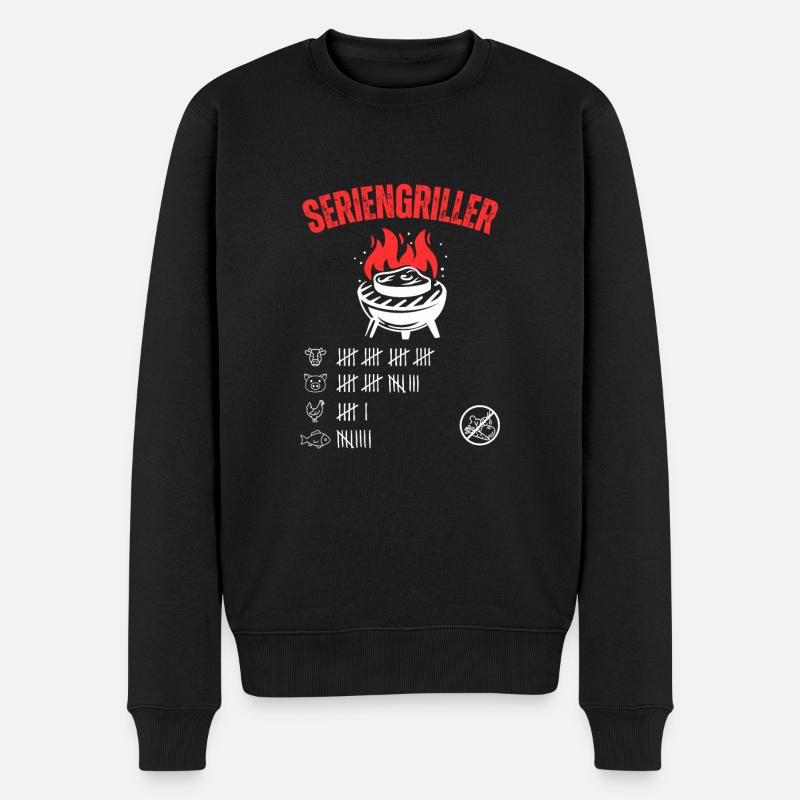Grillchef - Entfache deine Leidenschaft - Männer Premium Bio Pullover - Schwarz