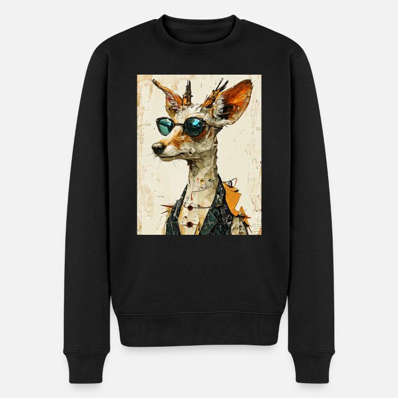 Fuchs im Anzug - Männer Premium Bio Pullover - Schwarz