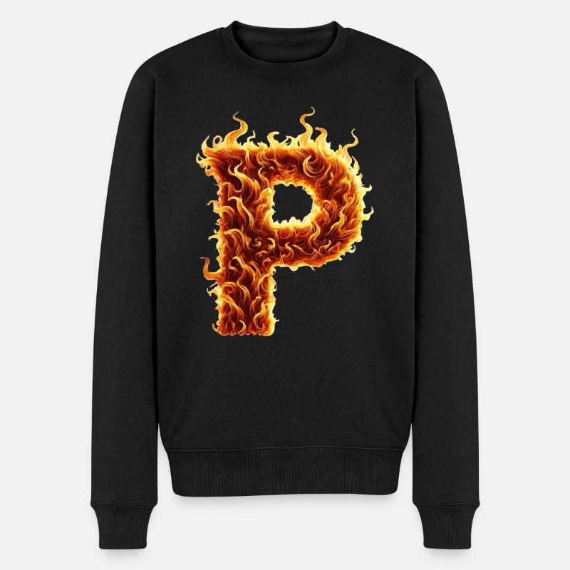p buchstabe feuer - Männer Premium Bio Pullover - Schwarz