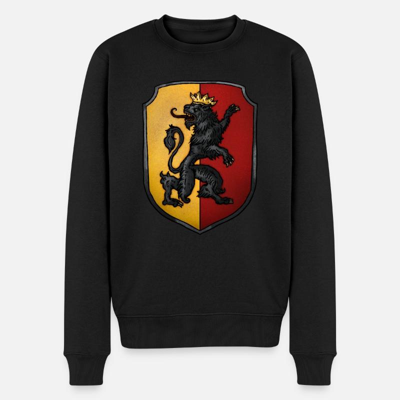 Wappen gekrönter Löwe - Männer Premium Bio Pullover - Schwarz