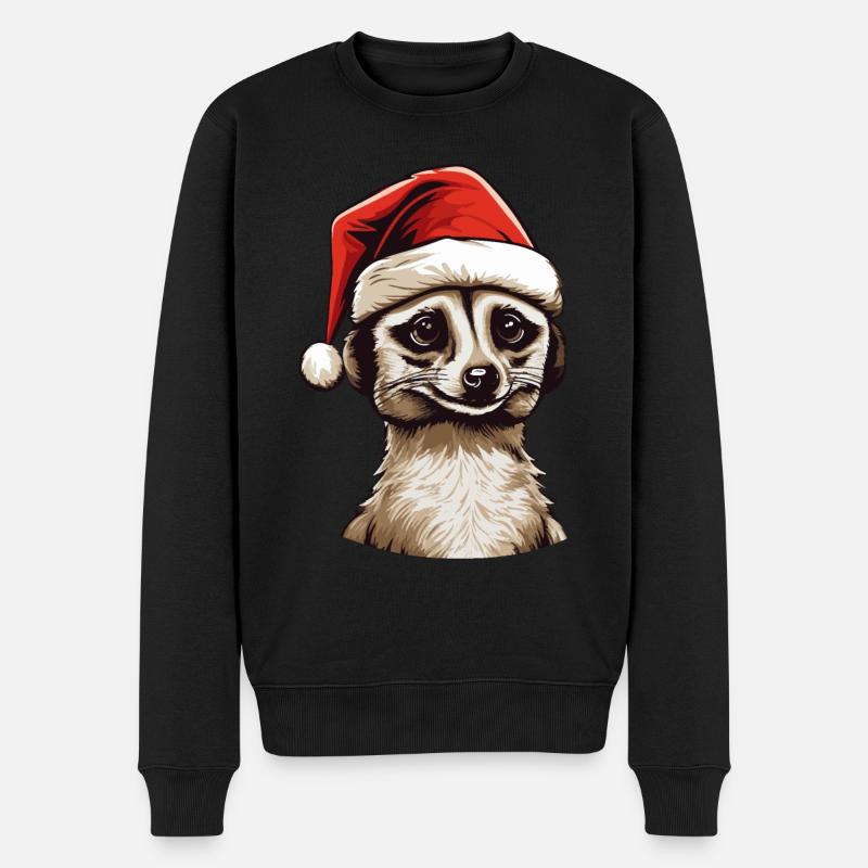 Erdmännchen Weihnachten Tier Kopf - Männer Premium Bio Pullover - Schwarz