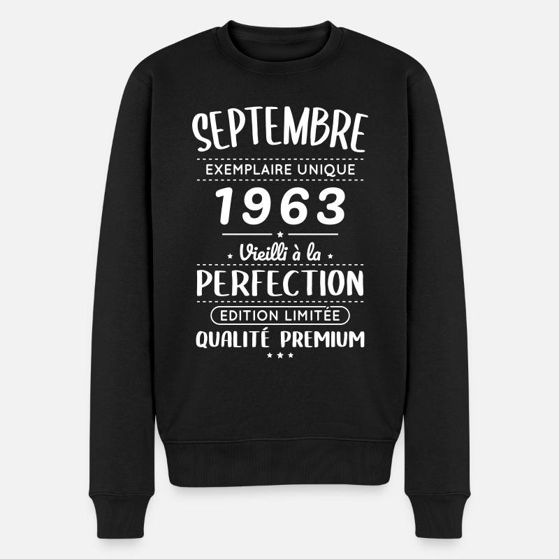 Anniversaire 60 ans - Septembre 1963 Perfection - Pull Premium bio Homme - noir