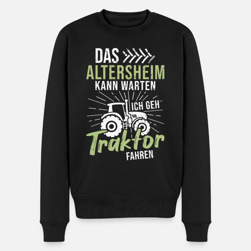 Landwirt Rentner Traktor Opa Bauernhof Rente - Männer Premium Bio Pullover - Schwarz