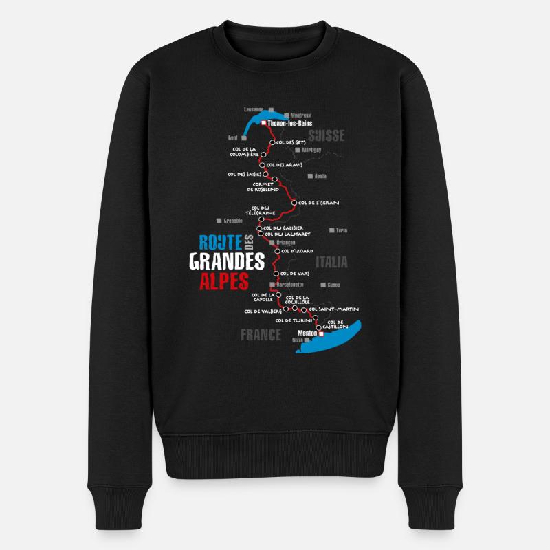 Le parcours de la Route des Grandes Alpes (b) - Pull Premium bio Homme - noir