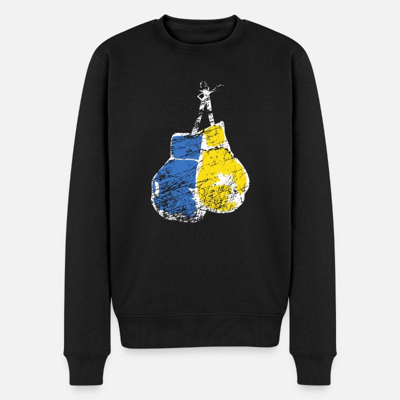 Boxhandschuhe Ukraine Flagge Stand mit der Ukraine - Männer Premium Bio Pullover - Schwarz