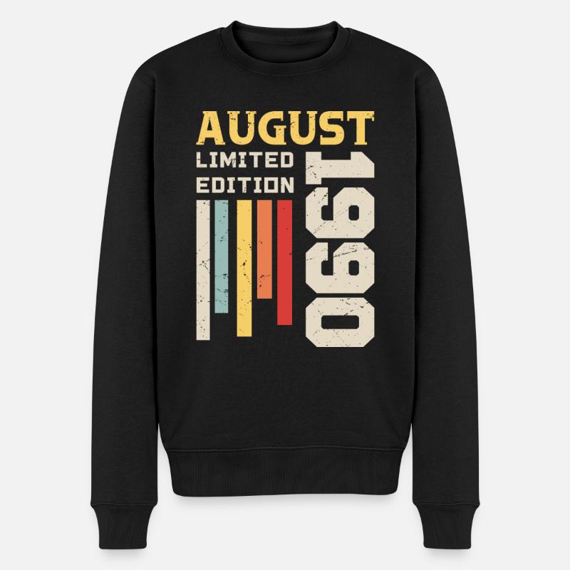 August 1990 - Geburtstagsgeschenk August 1990 August - Männer Premium Bio Pullover - Schwarz