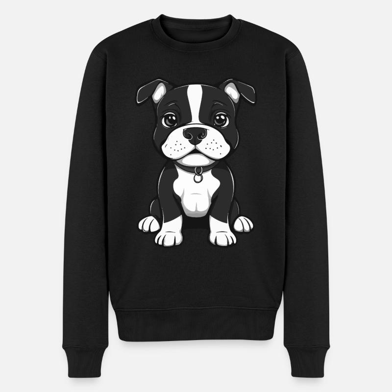 Pit Hund Niedlich - Männer Premium Bio Pullover - Schwarz