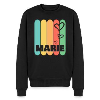 Herzen Marie - Männer Premium Bio Pullover - Schwarz - Vorne - Nico (187cm)