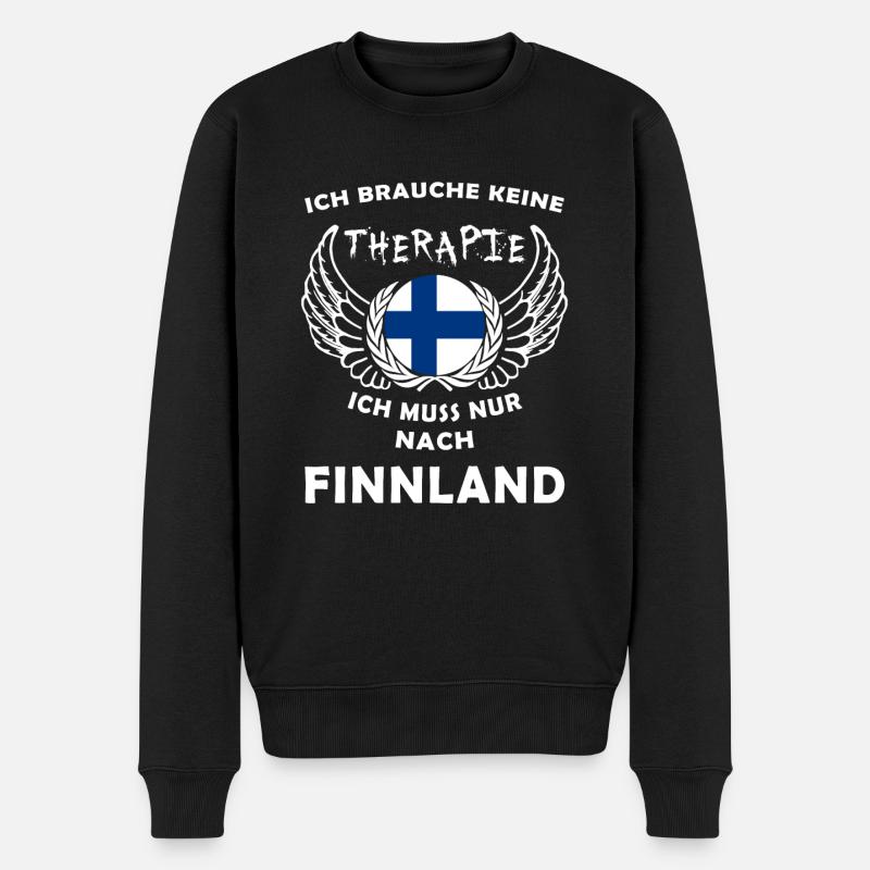 Therapie Finnland - Männer Premium Bio Pullover - Schwarz