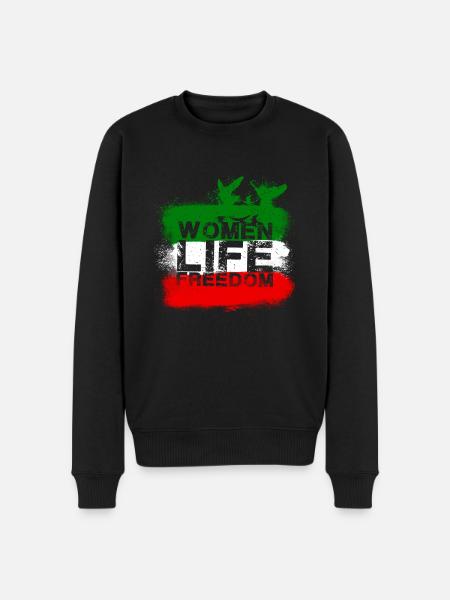 Kvinde liv Frihed, Fred, Iran, Flag - Økologisk premium-sweatshirt til mænd - sort