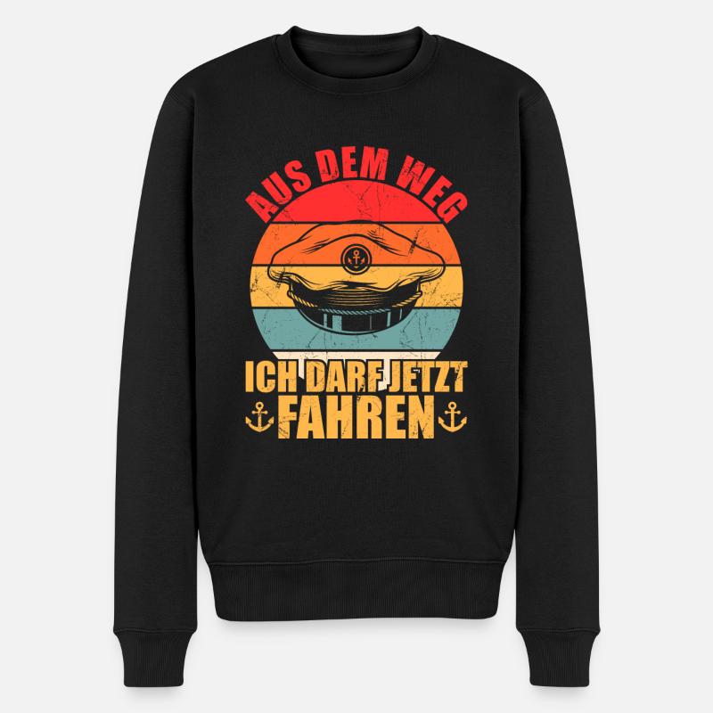 Kapitän Kapitänsmütze Bootsführerschein Geschenk - Männer Premium Bio Pullover - Schwarz