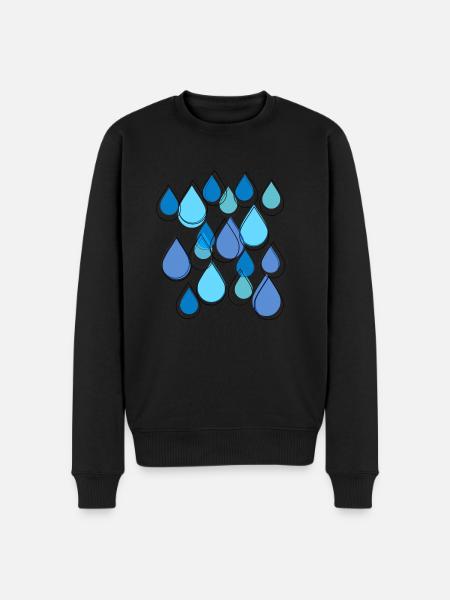 Rain, Drops, Raindrops, Blue - Men's Premium Organic Jumper - black