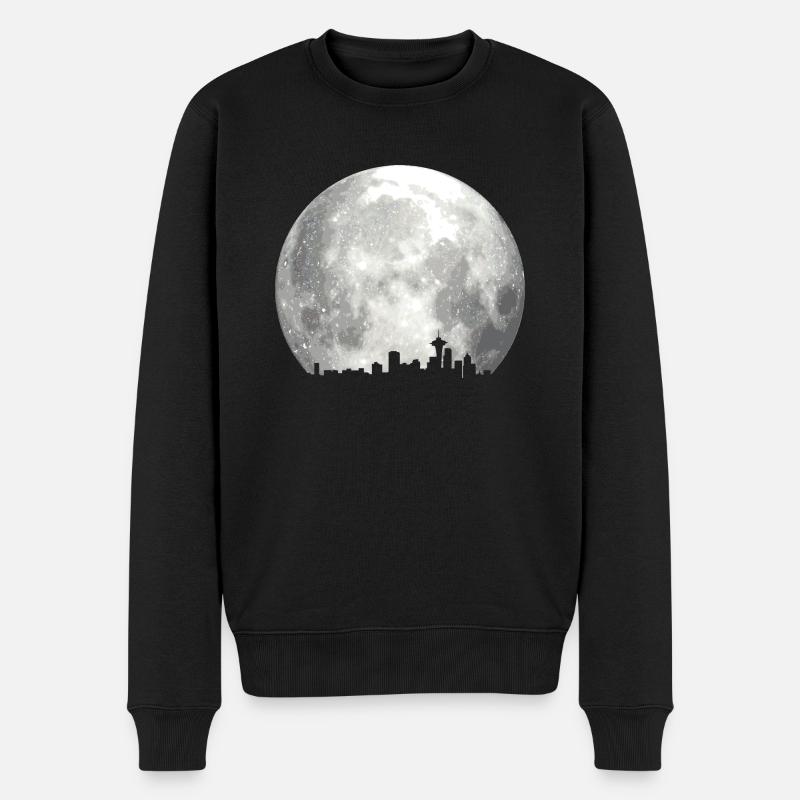 full moon skyline - Männer Premium Bio Pullover - Schwarz