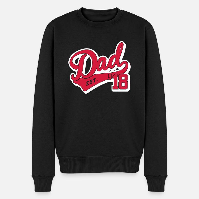 Dad est. '18 - Papa seit 2018-Schwangerschaft-Baby - Männer Premium Bio Pullover - Schwarz