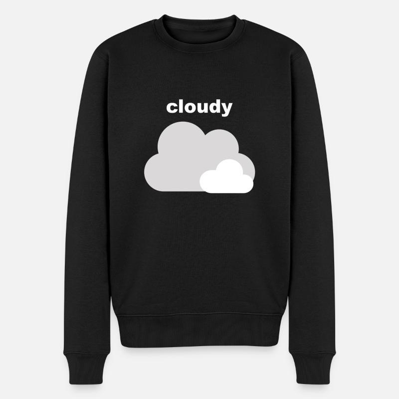 cloudy - bewölkt - Männer Premium Bio Pullover - Schwarz