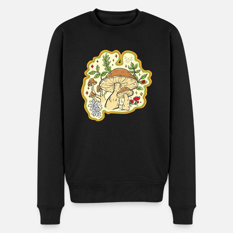 Mushroom 90's - Männer Premium Bio Pullover - Schwarz