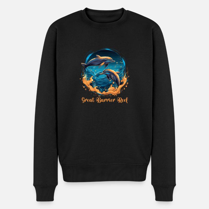 Great Barrier Reef Dolphins - Männer Premium Bio Pullover - Schwarz