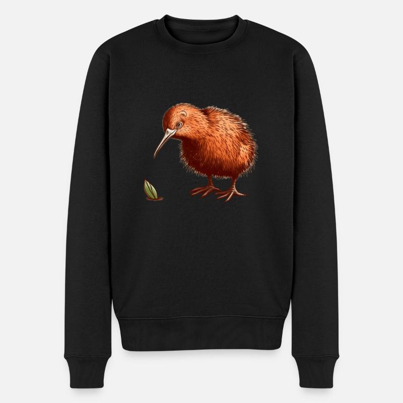 Kiwi Oiseau avec brin d’herbe - Pull Premium bio Homme - noir