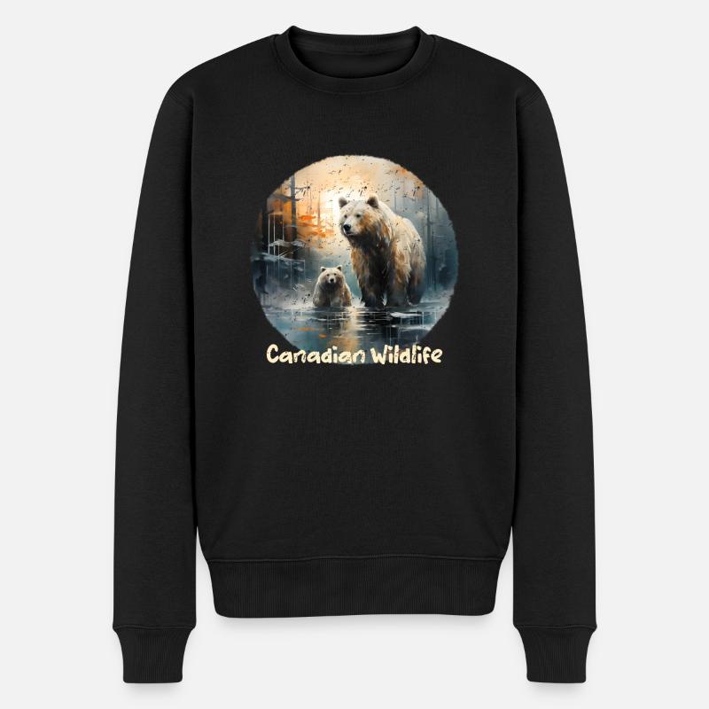 vintage canadian wildlife - Männer Premium Bio Pullover - Schwarz