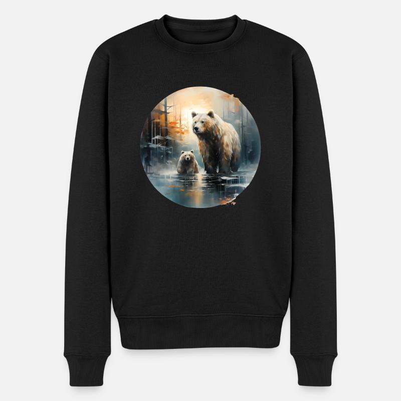Grizzly Bear Family - Männer Premium Bio Pullover - Schwarz