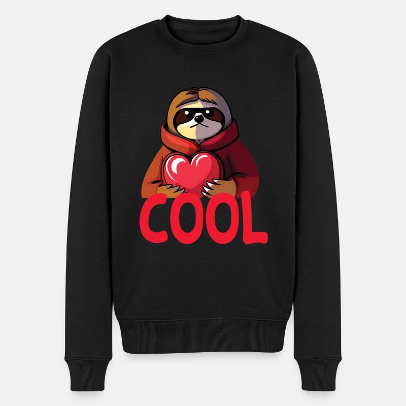 cooles Faultier - Cool sloth - Männer Premium Bio Pullover - Schwarz
