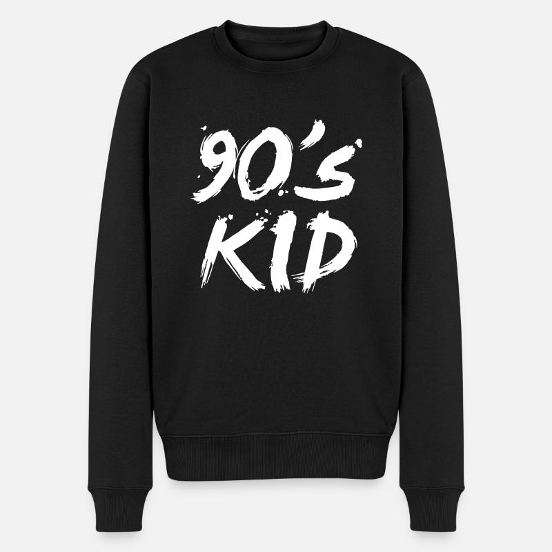 90s kid - Männer Premium Bio Pullover - Schwarz