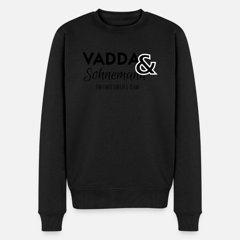 Vater und Sohn ein Team Geschenk Idee - Männer Premium Bio Pullover - Schwarz