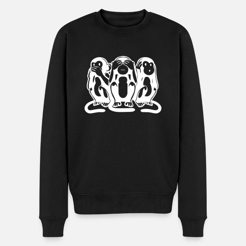 Les 3 singes - Pull Premium bio Homme - noir