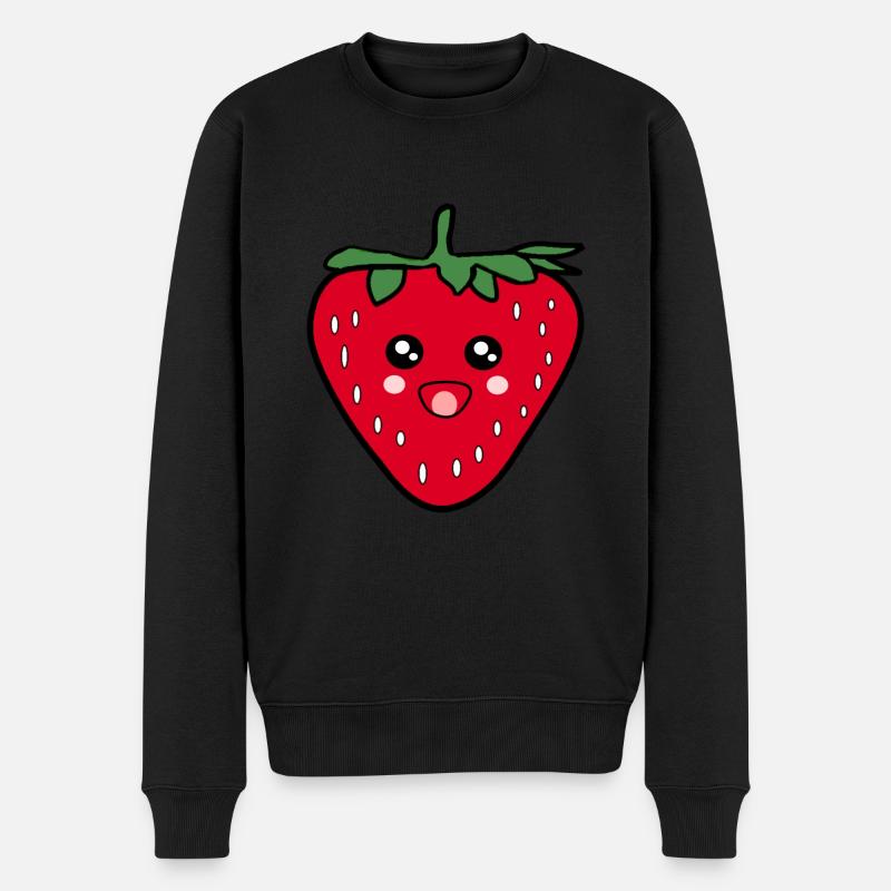 niedliches Erdbeere Food Design Kawaii Geschenk - Männer Premium Bio Pullover - Schwarz