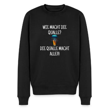 Wie macht die Qualle? Die Qualle macht alle! - Männer Premium Bio Pullover - Schwarz - Vorne - Nico (187cm)
