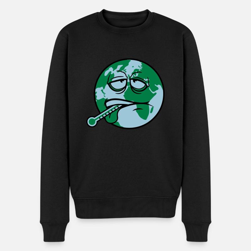 erde krank virus bakterien thermometer menschheit - Männer Premium Bio Pullover - Schwarz