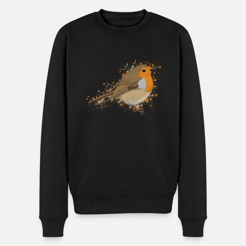 Rotkehlchen Vogel Vogelfreund Vogelbeobachter - Männer Premium Bio Pullover - Schwarz
