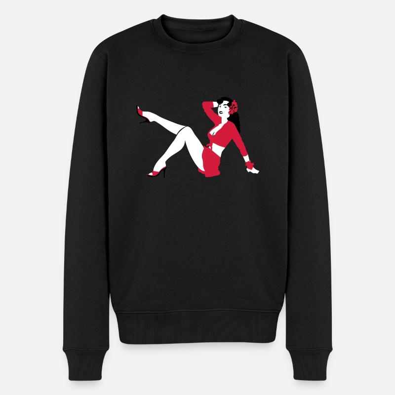 Retrostil Pin-up Girl - Männer Premium Bio Pullover - Schwarz