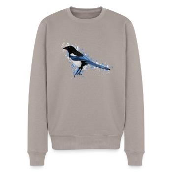 Elster Vogel Vogelfreund Vogelbeobachter - Männer Premium Bio Pullover - Taupe - Vorne - Nico (187cm)