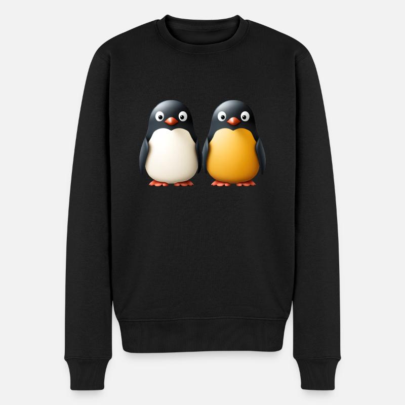 2 cute Penguins - Männer Premium Bio Pullover - Schwarz