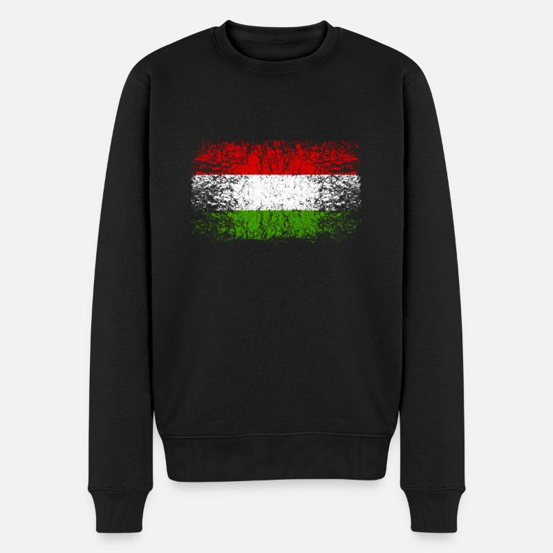 Ungarn 002 AllroundDesigns - Männer Premium Bio Pullover - Schwarz