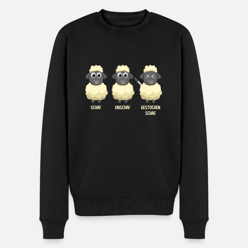 Landwirt Bauer Comic Cartoon Schafwolle Schafe - Männer Premium Bio Pullover - Schwarz