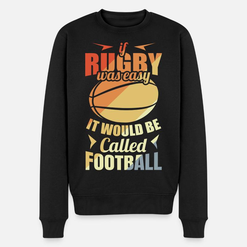 Rugbyspieler Witz - Männer Premium Bio Pullover - Schwarz