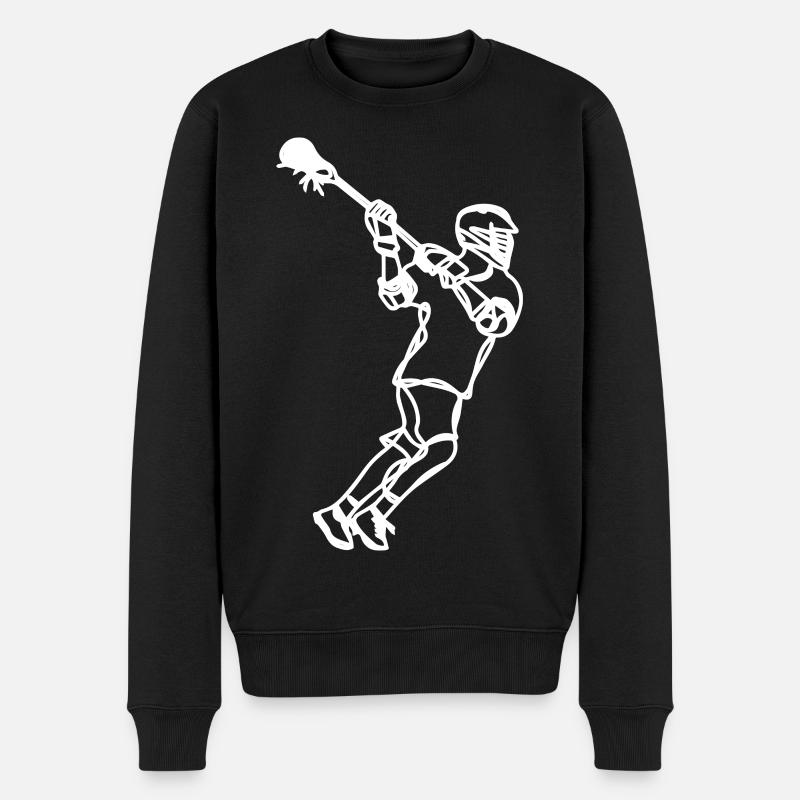 Lacrosse Profi Zeichnung - Männer Premium Bio Pullover - Schwarz