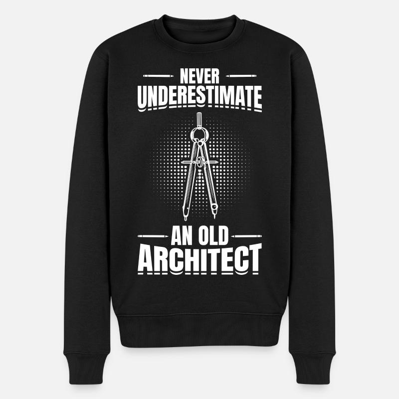 Never Underestimate An Old Architect - Männer Premium Bio Pullover - Schwarz