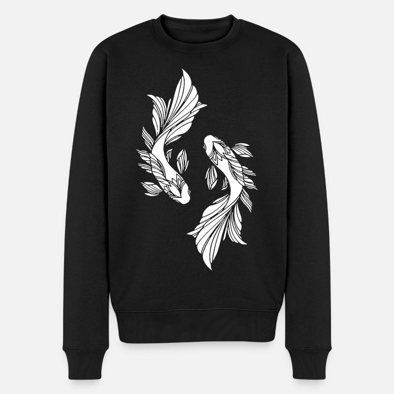 Zwei weiße Fische - Männer Premium Bio Pullover - Schwarz