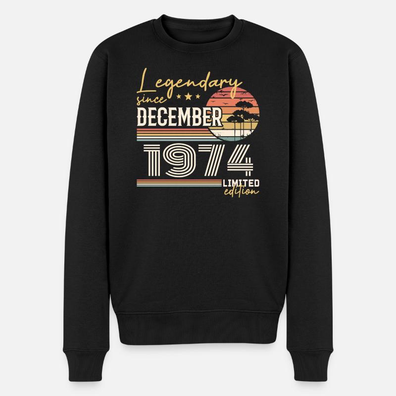 Cadeau 51e Anniversaire Décembre 1974 - Pull Premium bio Homme - noir