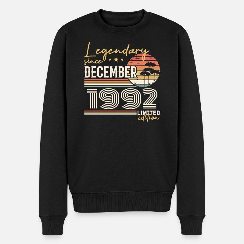 Cadeau 33e Anniversaire Décembre 1992 - Pull Premium bio Homme - noir