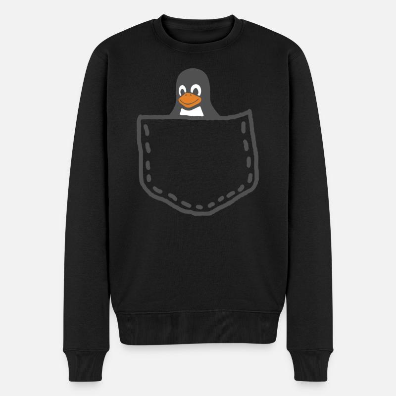 Tux Linux Pinguin - Männer Premium Bio Pullover - Schwarz