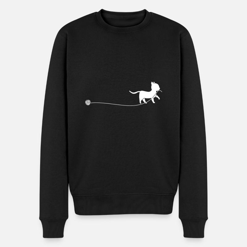 Cat thread wool kitten - Men's Premium Organic Jumper - black