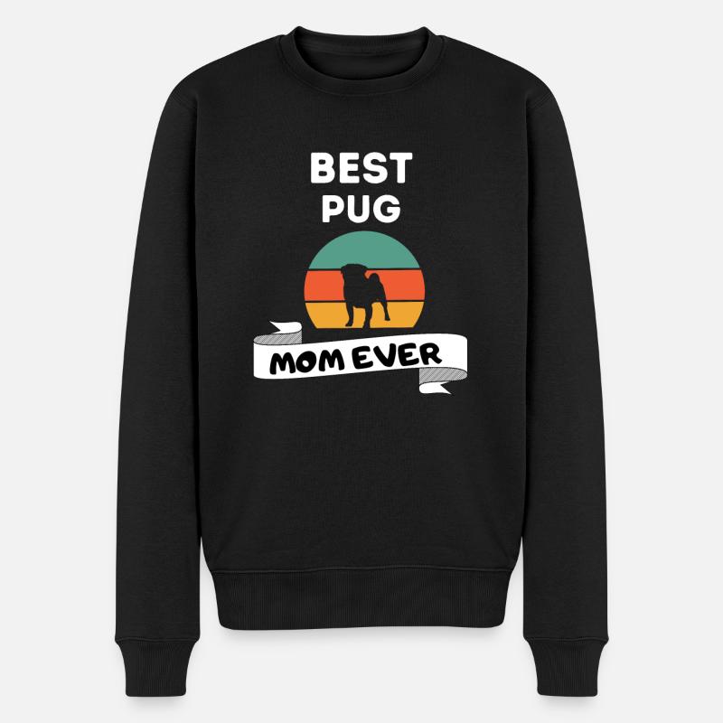 Mops Mama Retro Muttertag Hund Mops - Männer Premium Bio Pullover - Schwarz